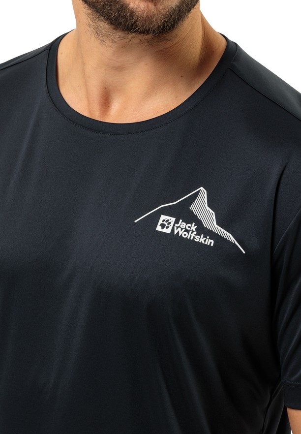 Jack Wolfskin Peak Graphic T-shirts Heren Zwart | 24730477