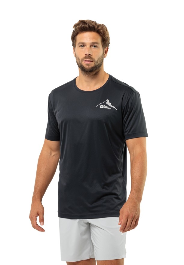 Jack Wolfskin Peak Graphic T-shirts Heren Zwart | 24730477