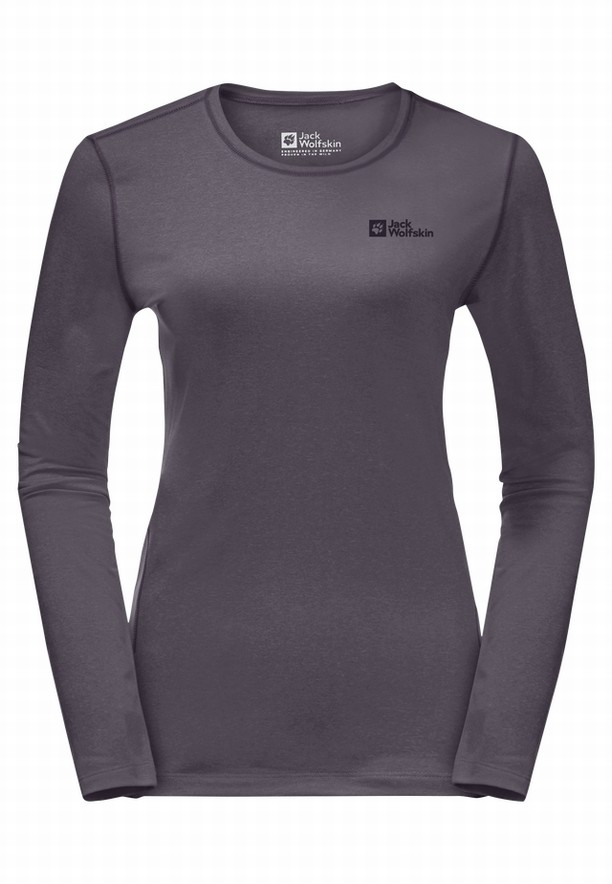 Jack Wolfskin Skyhermal L/s T-shirts Dames Grijs | 46890009