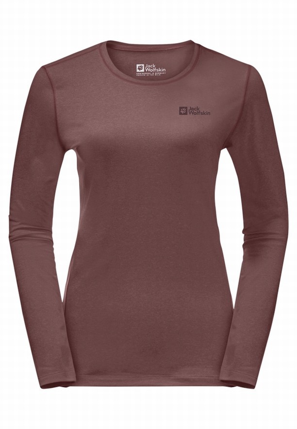 Jack Wolfskin Skyhermal L/s T-shirts Dames Rood | 38813148