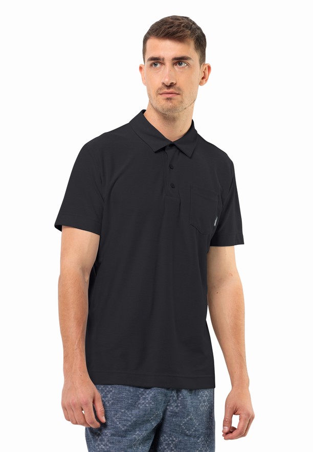 Jack Wolfskin Terral Poloshirt Heren Zwart | 44890436