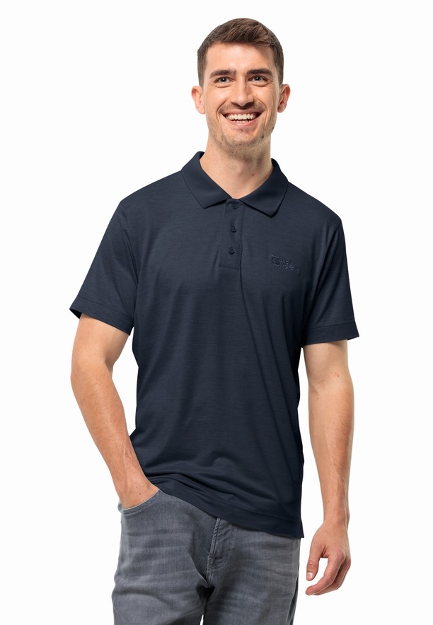 Jack Wolfskin Travel Poloshirt Heren Donkerblauw | 99023306