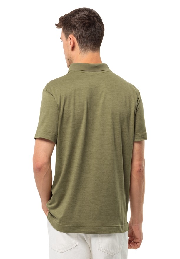 Jack Wolfskin Travel Poloshirt Heren Olijfgroen | 26685890