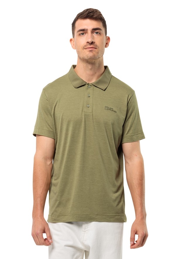 Jack Wolfskin Travel Poloshirt Heren Olijfgroen | 26685890