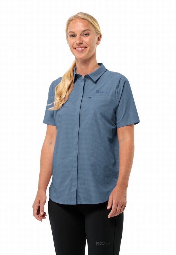 Jack Wolfskin Vandra S/s Overhemd Dames Blauw | 84423360