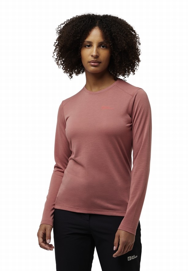 Jack Wolfskin Vonnan Ls T-shirts Dames Rood | 20623746