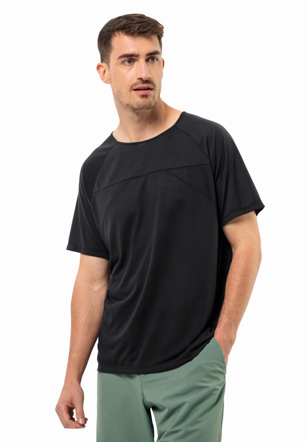 Jack Wolfskin Wanderword T-shirts Heren Zwart | 57876263